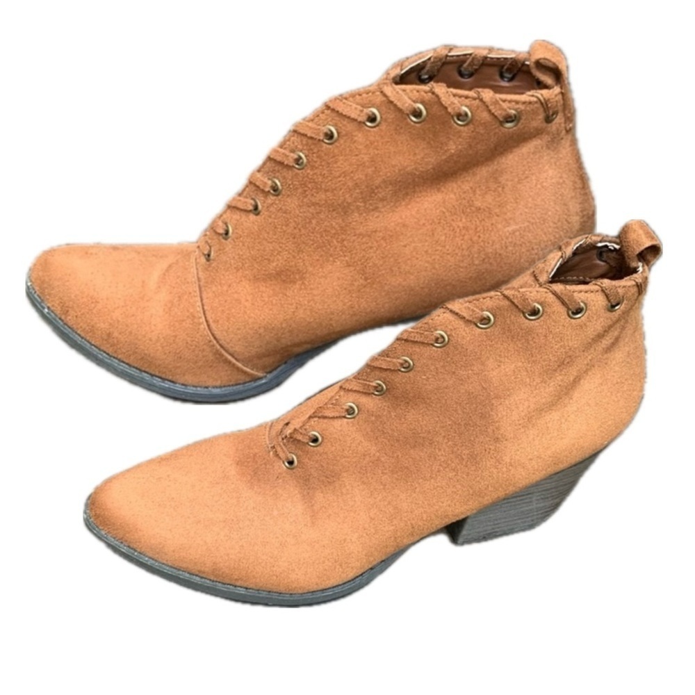 Coconuts by Matisse Light Brown Suede Feel Slip on Chunky Heel Boots Ladies 9.5